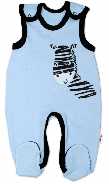Kojenecké bavlněné dupačky Baby Nellys, Zebra - modré | Velikost koj. oblečení: 62 (2-3m)