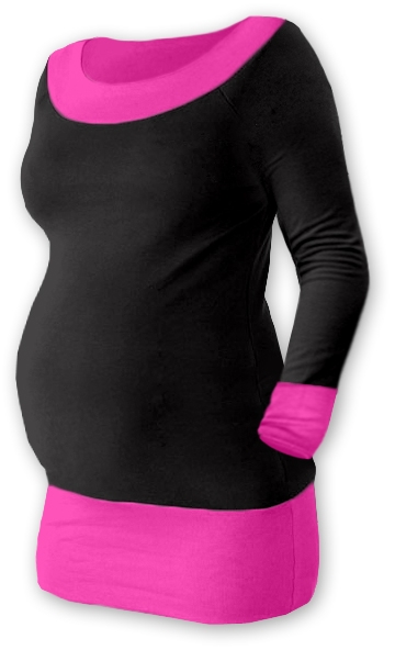 Těhotenska tunika DUO - černá/růžová | Velikosti těh. moda: S/M
