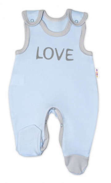 Kojenecké bavlněné dupačky Baby Nellys, Love - modré | Velikost koj. oblečení: 56 (1-2m) 