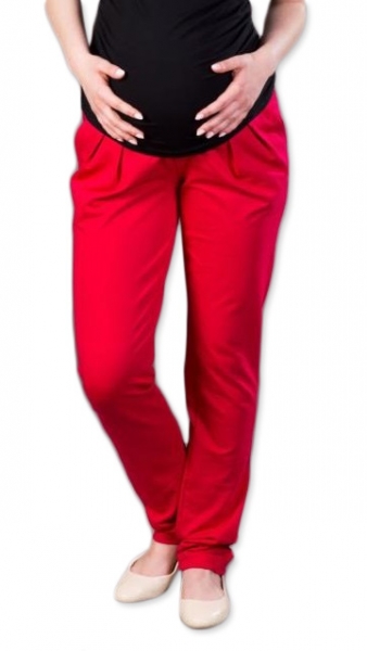 Těhotenské kalhoty/tepláky Gregx, Awan s kapsami - červené 
