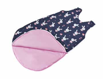 Bavlněný spací vak Králíčci - vnitřek růžový, 48x80cm