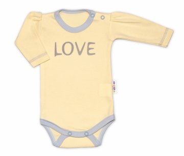 Baby Nellys Body dlouhý rukáv Love - žluté | Velikost koj. oblečení: 74 (6-9m)