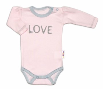 Baby Nellys Body dlouhý rukáv Love - růžové | Velikost koj. oblečení: 74 (6-9m)
