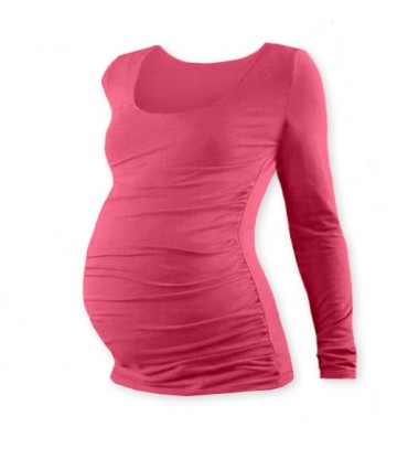 Těhotenské triko JOHANKA s dlouhým rukávem - lososově růžová 