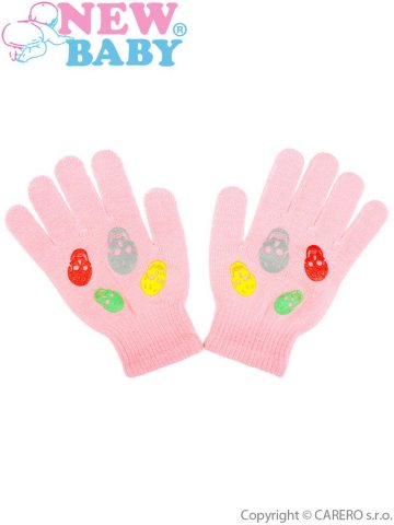 Dětské zimní rukavičky New Baby Girl světle růžové | Velikost: 122 (6-7 let)