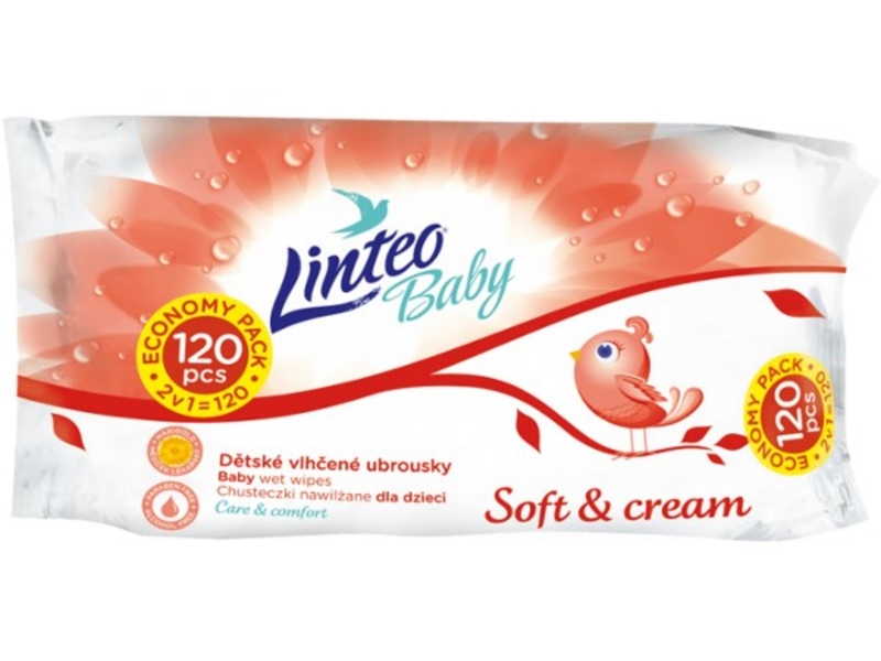 Vlhčené ubrousky LINTEO BABY Soft&cream - 120ks v bal. Vlhčené ubrousky LINTEO BABY Soft&cream - 120ks v bal.