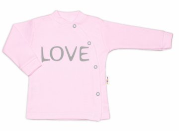 Baby Nellys Bavlněná košilka Love zapínání bokem - růžová | Velikost koj. oblečení: 62 (2-3m)