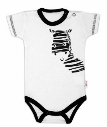 Body krátký rukáv Baby Nellys, Zebra - bílé | Velikost koj. oblečení: 50 (0-1m)
