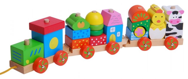 Eco toys Dřevěný vláček na šňůrku - Animal Eco toys Dřevěný vláček na šňůrku - Animal