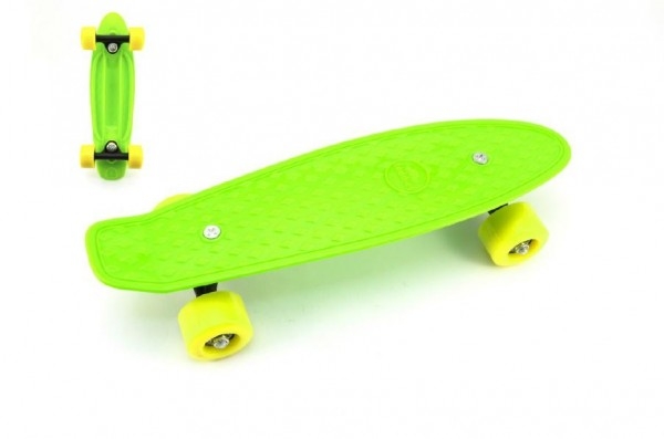 Skateboard - pennyboard 43cm, nosnost 60kg plastové osy, zelená, žlutá kola Skateboard - pennyboard 43cm, nosnost 60kg plastové osy, zelená, žlutá kola