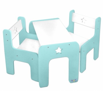 Sada nábytku Star - Stůl + 2 x židle - mátová s bílou, D19
