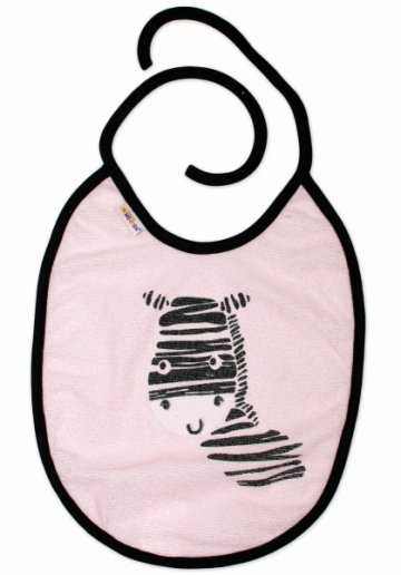 Nepromokavý bryndáček Baby Nellys velký Zebra, 24 x 23 cm - růžová