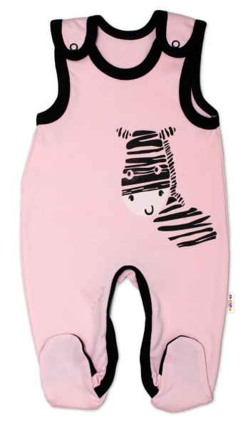 Kojenecké bavlněné dupačky Baby Nellys, Zebra - růžové | Velikost koj. oblečení: 74 (6-9m)