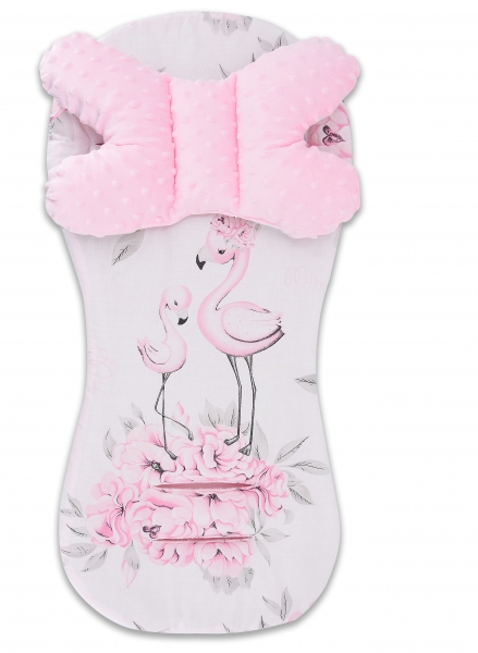 Sada do kočárku Baby Nellys minky, podložka + polštářek - Plameňák, růžová Sada do kočárku Baby Nellys minky, podložka + polštářek - Plameňák, růžová