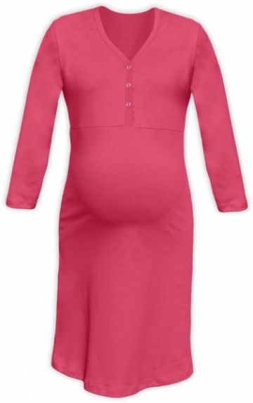 Těhotenská, kojící noční košile PAVLA 3/4 - lososově růžová | Velikosti těh. moda: L/XL