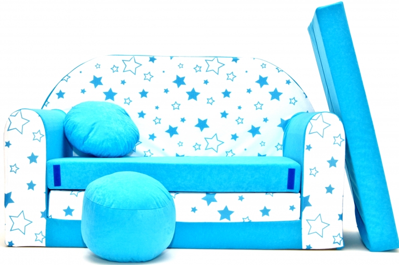 Rozkládací dětská pohovka Nellys ® 85R - Magic stars - modré Rozkládací dětská pohovka Nellys ® 85R - Magic stars - modré
