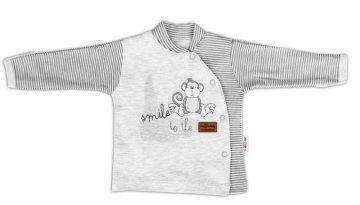 Baby Nellys Bavlněná košilka Monkey zapínání bokem - sv. šedý melírek | Velikost koj. oblečení: 62 (