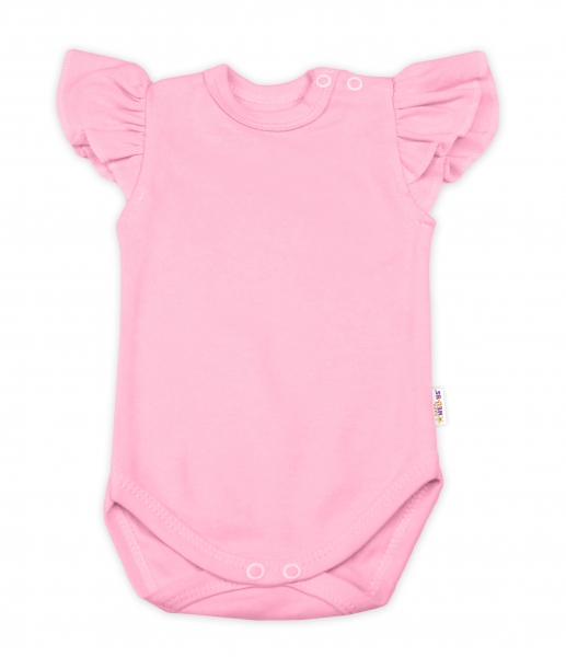 Baby Nellys Bavlněné body Nikolka, krátký rukáv s volánkem - sv. růžové | Velikost koj. oblečení: 80 Baby Nellys Bavlněné body Nikolka, krátký rukáv s volánkem - sv. růžové | Velikost koj. oblečení: 80