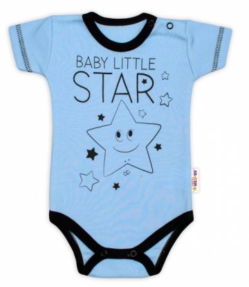 Body krátký rukáv Baby Nellys, Baby Little Star - modré 