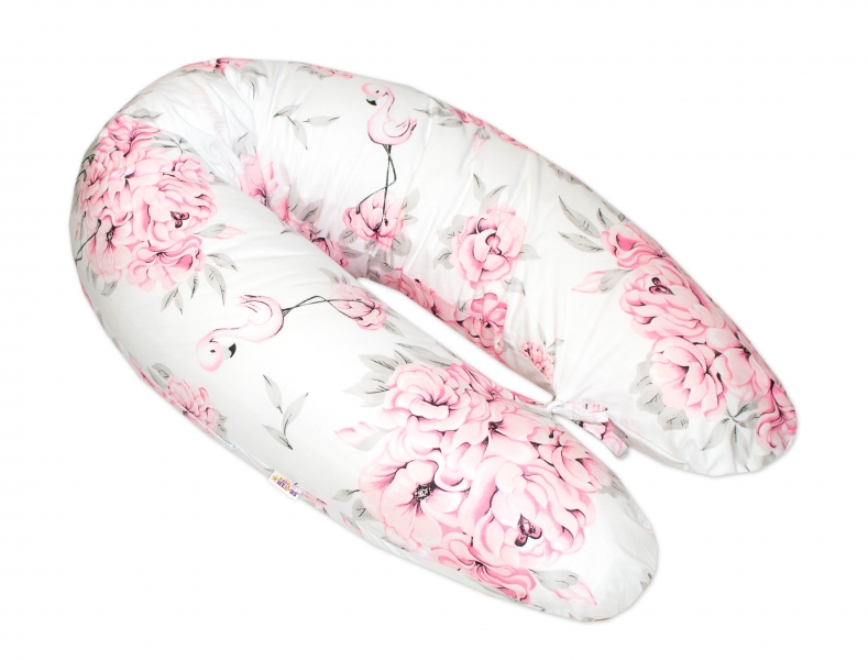 Bavlněný kojící polštář - relaxační poduška Baby Nellys, Plameňák - růžový Bavlněný kojící polštář - relaxační poduška Baby Nellys, Plameňák - růžový