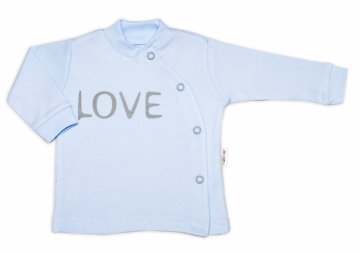 Baby Nellys Bavlněná košilka Love zapínání bokem - modrá | Velikost koj. oblečení: 50 (0-1m)