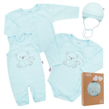 Kojenecká soupravička do porodnice New Baby Sweet Bear modrá | Velikost: 50
