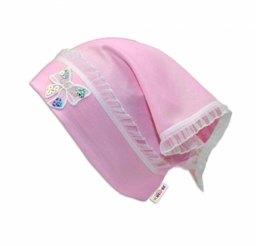 Letní, jarní šátek s mašličkou a volánkem - sv. růžová | Velikost koj. oblečení: uni