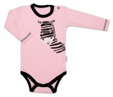 Baby Nellys Body dlouhý rukáv, růžové, Zebra | Velikost koj. oblečení: 68 (4-6m)