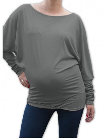 Symetrická těhotenská tunika - šedá