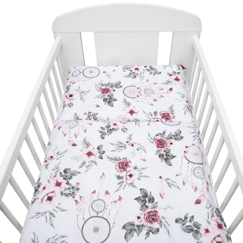 2-dílné ložní povlečení New Baby 100/135 cm bílé květy a pírka | Velikost: 2-dílné ložní povlečení New Baby 100/135 cm bílé květy a pírka | Velikost: