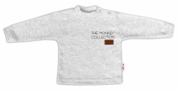 Baby Nellys Bavlněné tričko dlouhý rukáv Monkey - sv. šedý melírek | Velikost koj. oblečení: 68 (4-6