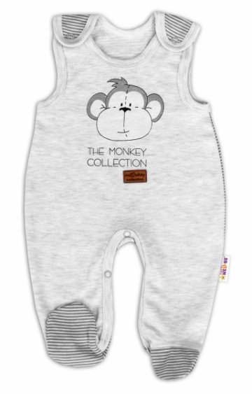 Kojenecké bavlněné dupačky Baby Nellys Monkey - sv. šedý melírek | Velikost koj. oblečení: 62 (2-3m)