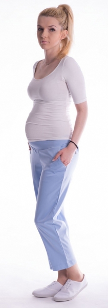 Těhotenské 7/8 bederní kalhoty - světle modré | Velikosti těh. moda: L (40)