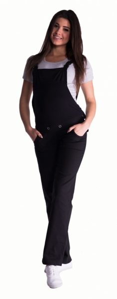 Těhotenské kalhoty s láclem - černé 