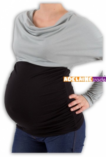 Těhotenská tunika VODA DUO - šedo-černý | Velikosti těh. moda: S/M