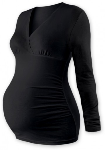 Těhotenské triko/tunika dlouhý rukáv EVA - černé | Velikosti těh. moda: L/XL