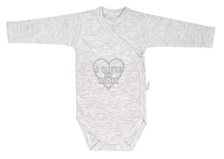 Mamatti Kojenecké body dlouhý rukáv, zapínání bokem, Hearts - šedé, melír | Velikost koj. oblečení: Mamatti Kojenecké body dlouhý rukáv, zapínání bokem, Hearts - šedé, melír | Velikost koj. oblečení: