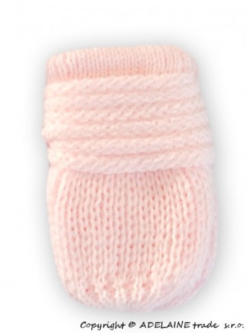 Zimní pletené kojenecké rukavičky - sv. růžové | Velikost koj. oblečení: 0-1rok