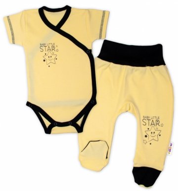 Baby Nellys 2-dílná sada body kr. rukáv + polodupačky, žlutá - Baby Little Star 