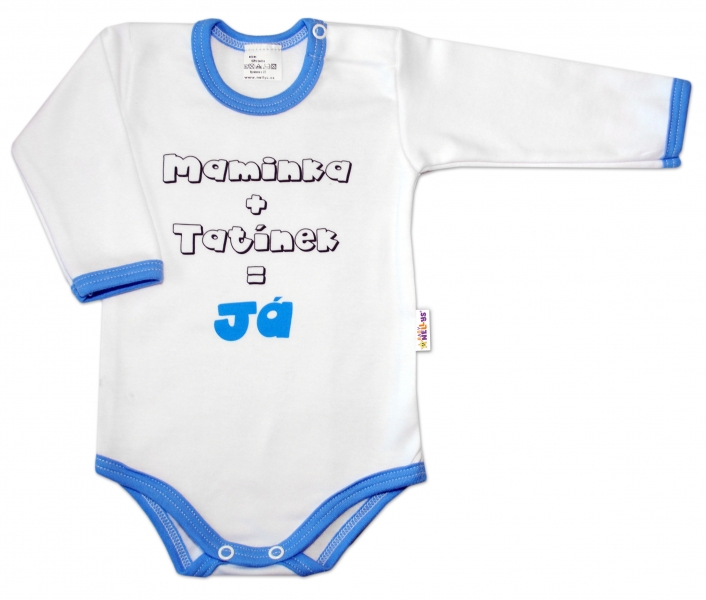 Body dl. rukáv Maminka + tatínek = Já - modrý lem Body dl. rukáv Maminka + tatínek = Já - modrý lem