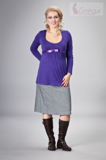 Těhotenská sukně ELVIA - šedá s odstínem stříbr. nitky 