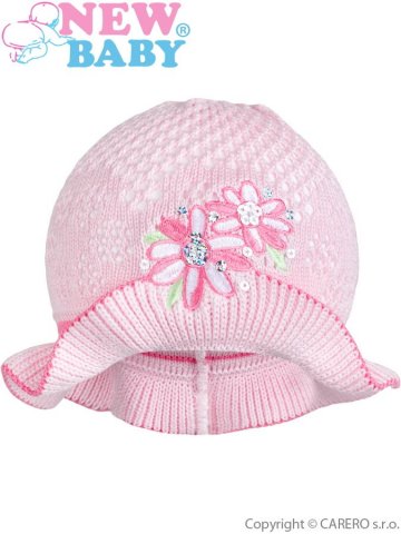 Pletený klobouček New Baby růžovo-růžový | Velikost: 104 (3-4r)
