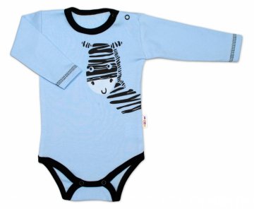 Baby Nellys Body dlouhý rukáv, modré, Zebra | Velikost koj. oblečení: 50 (0-1m)