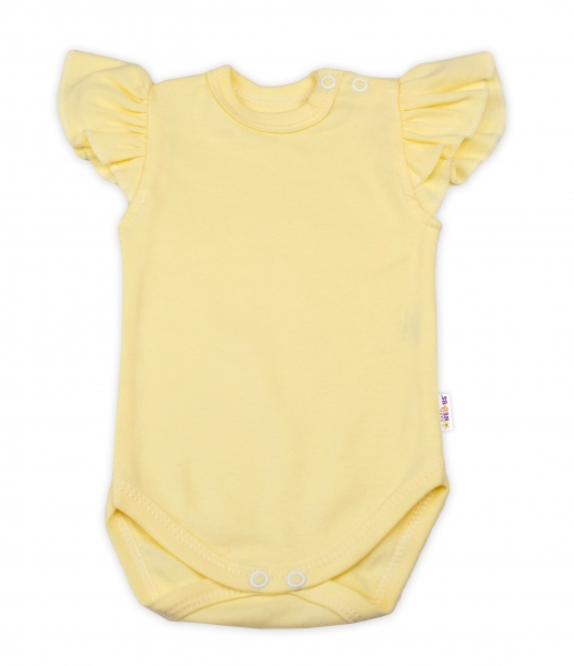 Baby Nellys Bavlněné body Nikolka, krátký rukáv s volánkem - žluté | Velikost koj. oblečení: 68 (4-6 Baby Nellys Bavlněné body Nikolka, krátký rukáv s volánkem - žluté | Velikost koj. oblečení: 68 (4-6