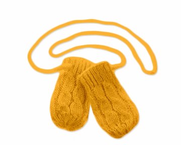 BABY NELLYS Zimní pletené kojenecké rukavičky se vzorem - hořčicové | Velikost koj. oblečení: 12cm r