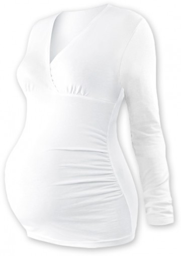 Těhotenské triko/tunika dlouhý rukáv EVA - bílé 