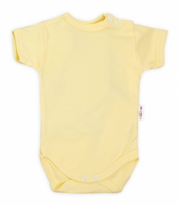 Baby Nellys Bavlněné body krátký rukáv - žluté | Velikost koj. oblečení: 62 (2-3m)