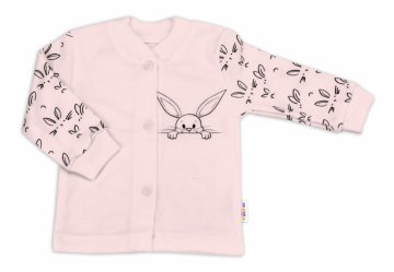 Baby Nellys Bavlněná košilka zap. uprostřed - Králíčci, růžová | Velikost koj. oblečení: 68 (4-6m)