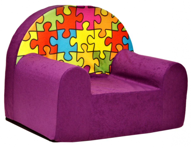 Dětské křesílko/pohovečka Nellys ® - Puzzle, fialové Dětské křesílko/pohovečka Nellys ® - Puzzle, fialové