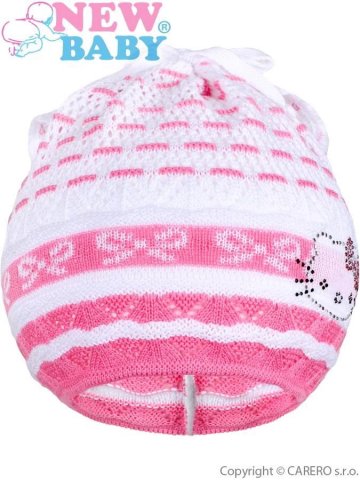 Pletená čepička-šátek New Baby kočička růžová | Velikost: 104 (3-4r)